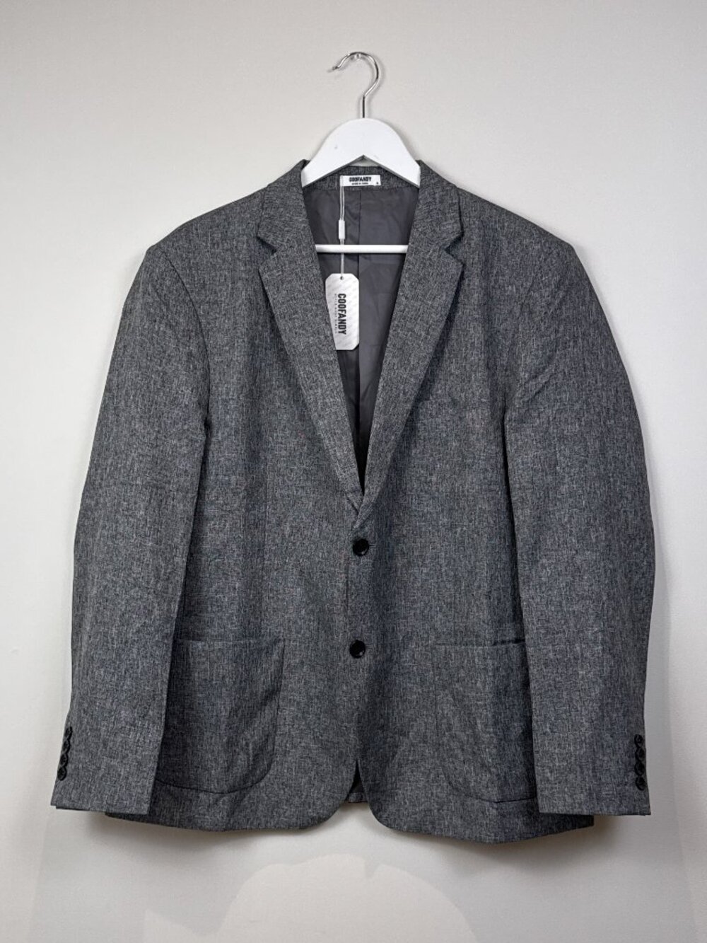 COOFANDY Mens XL Grey Heathered Two Button Casual Blazer Suit Jacket NWT